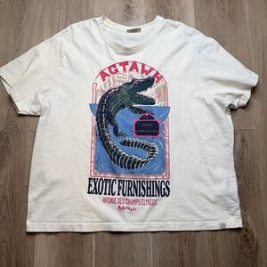 AGTAWH T-Shirt XL 100% Cotton Crocodile Exotic Graphic Embroidered Logo Cream
